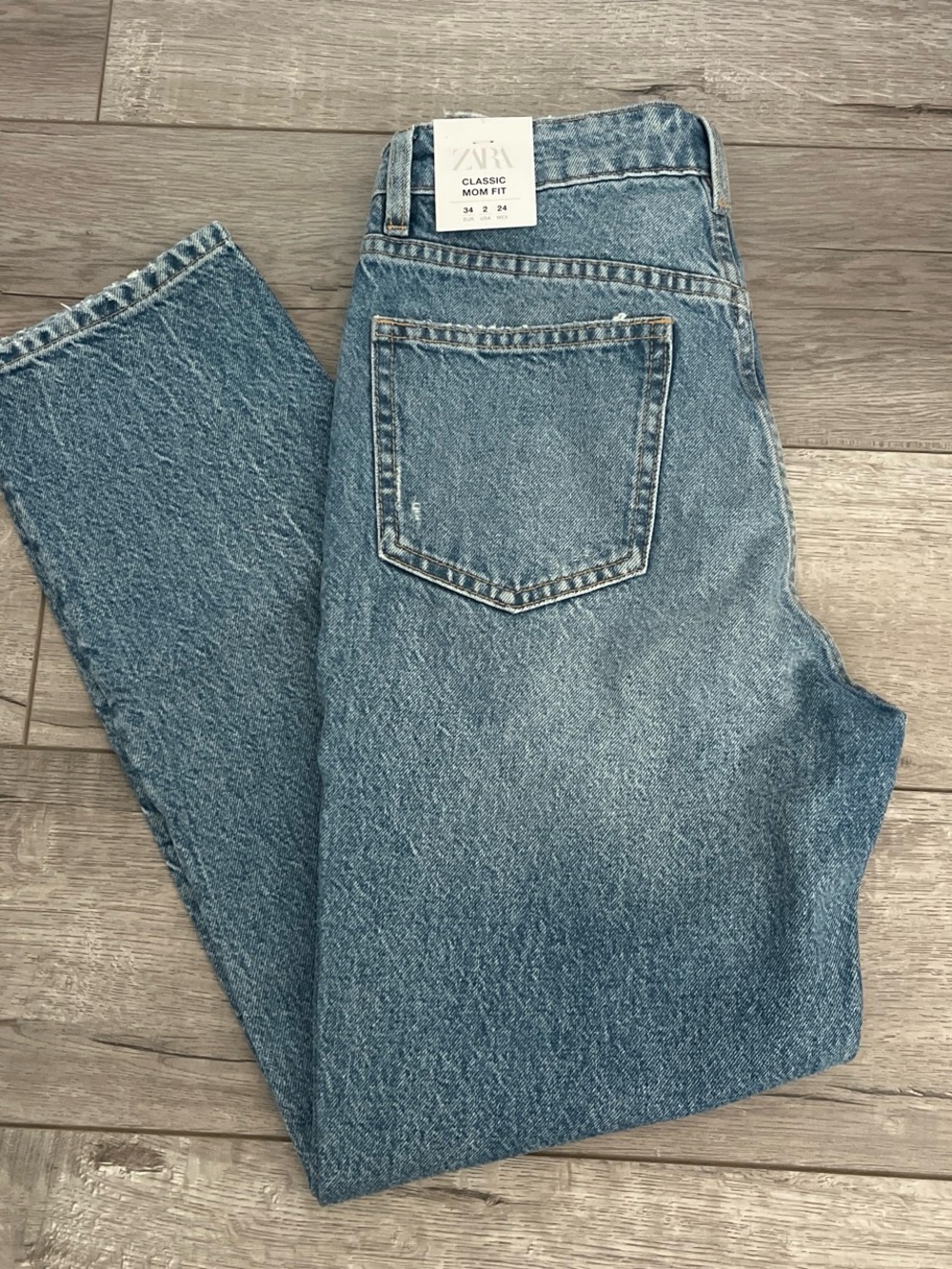 Zara Blue Distressed Mom